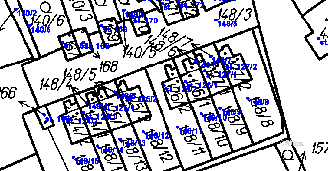 Parcela st. 126/2 v KÚ Pernarec, Katastrální mapa