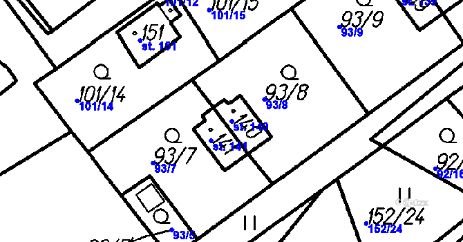 Parcela st. 140 v KÚ Pernarec, Katastrální mapa