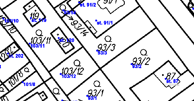 Parcela st. 93/3 v KÚ Pernarec, Katastrální mapa