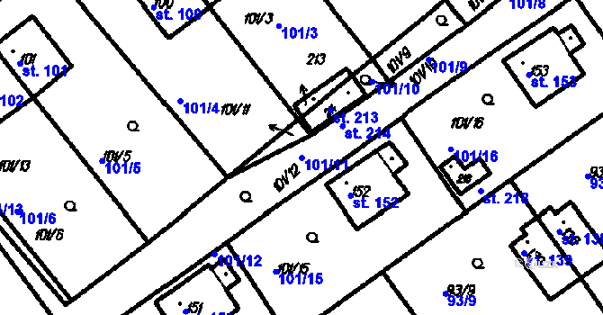 Parcela st. 101/11 v KÚ Pernarec, Katastrální mapa