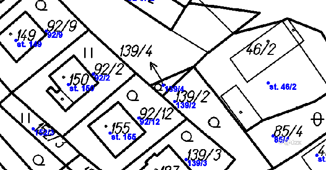 Parcela st. 139/4 v KÚ Pernarec, Katastrální mapa