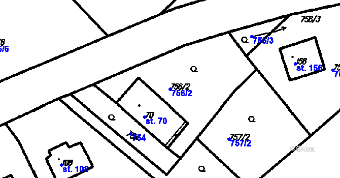 Parcela st. 756/2 v KÚ Pernarec, Katastrální mapa