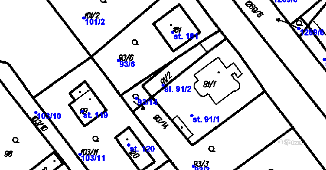 Parcela st. 91/2 v KÚ Pernarec, Katastrální mapa