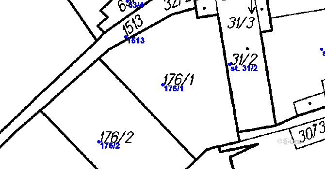 Parcela st. 176/1 v KÚ Pernarec, Katastrální mapa
