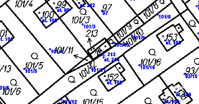 Parcela st. 213 v KÚ Pernarec, Katastrální mapa