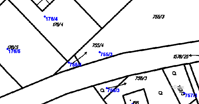 Parcela st. 755/3 v KÚ Pernarec, Katastrální mapa