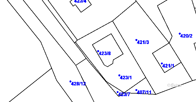 Parcela st. 423/8 v KÚ Pernek, Katastrální mapa