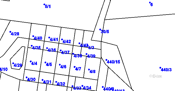 Parcela st. 5/3 v KÚ Pernek, Katastrální mapa