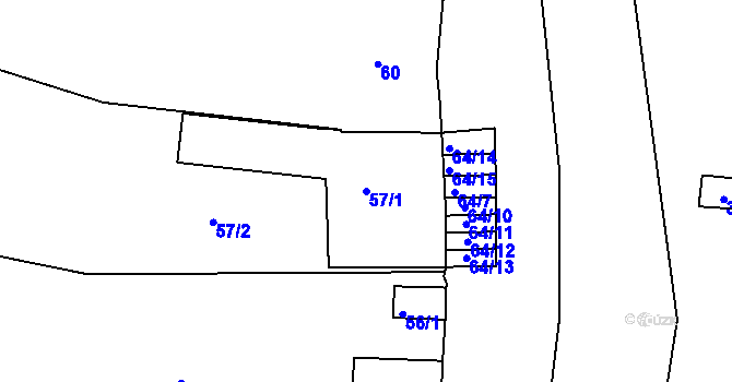 Parcela st. 57/1 v KÚ Pernek, Katastrální mapa