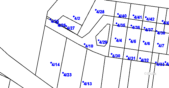 Parcela st. 4/10 v KÚ Pernek, Katastrální mapa