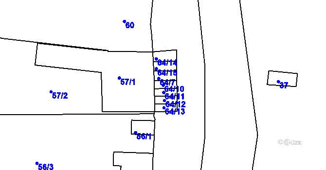 Parcela st. 64/10 v KÚ Pernek, Katastrální mapa