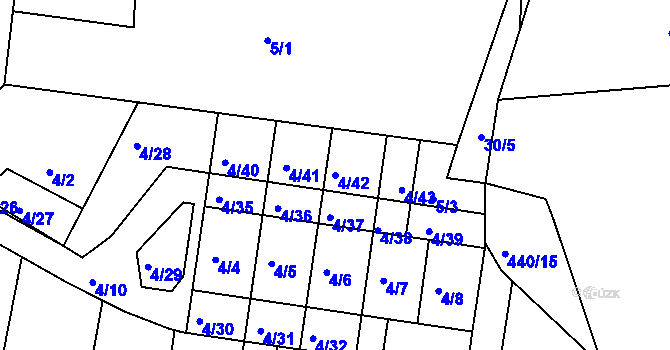 Parcela st. 4/42 v KÚ Pernek, Katastrální mapa