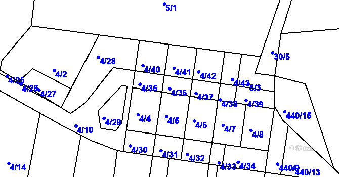 Parcela st. 4/36 v KÚ Pernek, Katastrální mapa