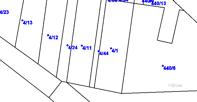Parcela st. 4/44 v KÚ Pernek, Katastrální mapa