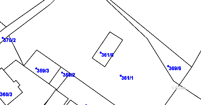 Parcela st. 361/8 v KÚ Pernek, Katastrální mapa