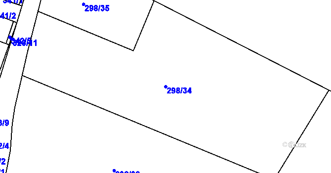 Parcela st. 298/34 v KÚ Pernek, Katastrální mapa