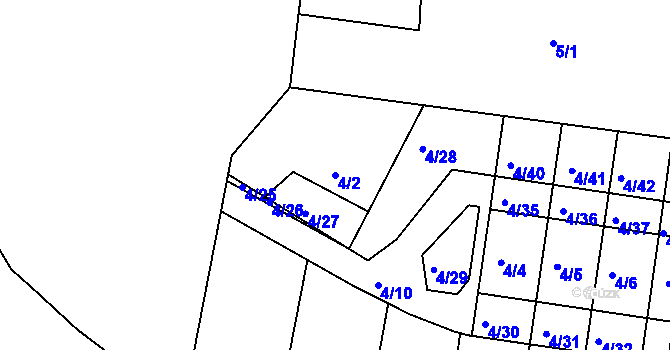 Parcela st. 4/2 v KÚ Pernek, Katastrální mapa