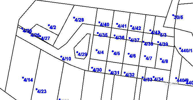Parcela st. 4/4 v KÚ Pernek, Katastrální mapa