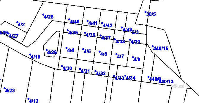 Parcela st. 4/6 v KÚ Pernek, Katastrální mapa