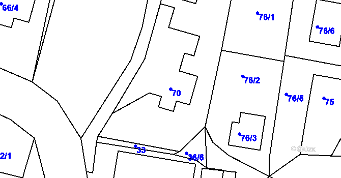 Parcela st. 70 v KÚ Pernek, Katastrální mapa