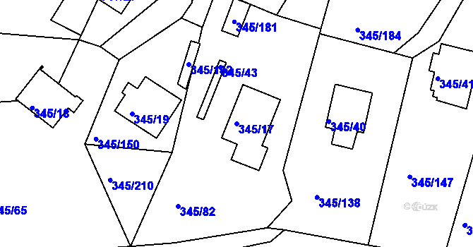 Parcela st. 345/17 v KÚ Pernek, Katastrální mapa