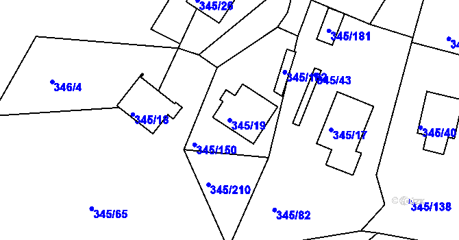 Parcela st. 345/19 v KÚ Pernek, Katastrální mapa