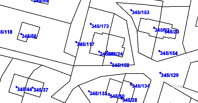 Parcela st. 345/25 v KÚ Pernek, Katastrální mapa