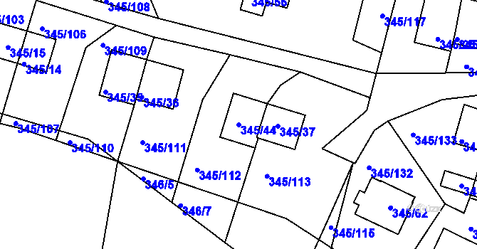 Parcela st. 345/44 v KÚ Pernek, Katastrální mapa