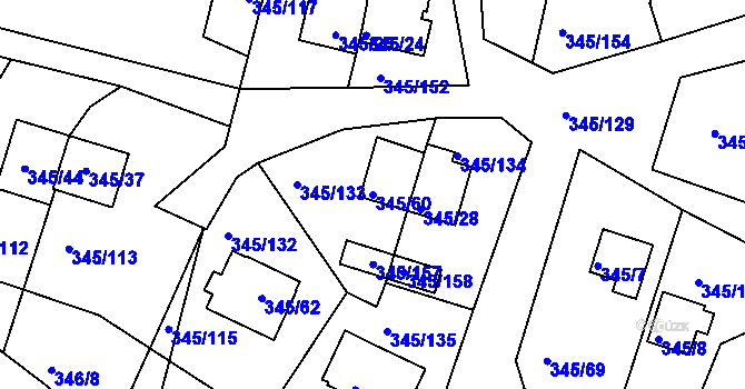 Parcela st. 345/60 v KÚ Pernek, Katastrální mapa