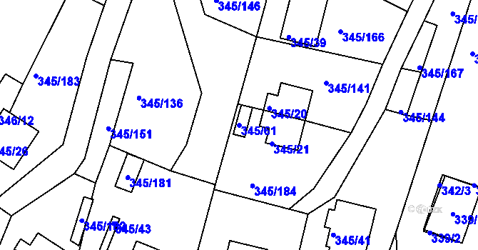 Parcela st. 345/61 v KÚ Pernek, Katastrální mapa