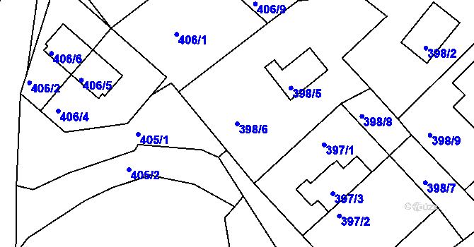 Parcela st. 398/6 v KÚ Pernek, Katastrální mapa