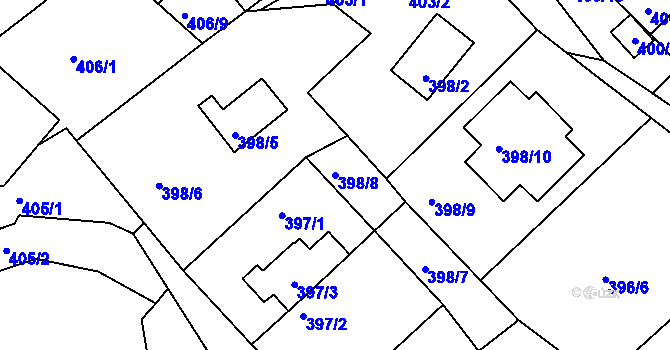 Parcela st. 398/8 v KÚ Pernek, Katastrální mapa