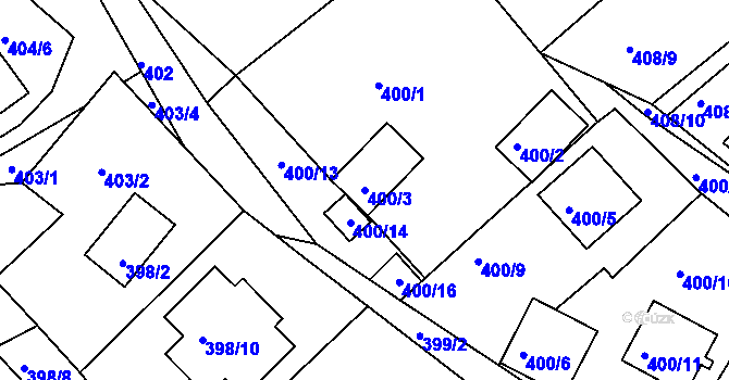 Parcela st. 400/3 v KÚ Pernek, Katastrální mapa