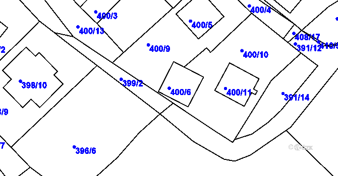 Parcela st. 400/6 v KÚ Pernek, Katastrální mapa