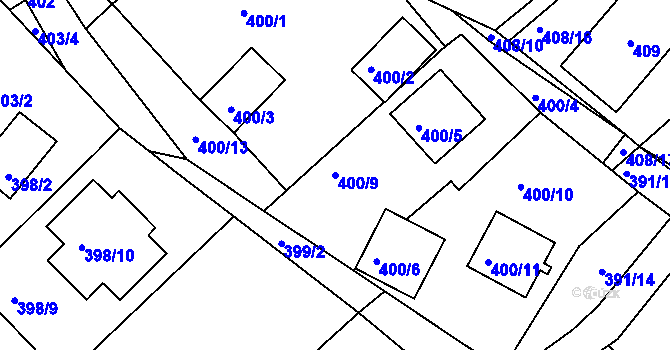 Parcela st. 400/9 v KÚ Pernek, Katastrální mapa