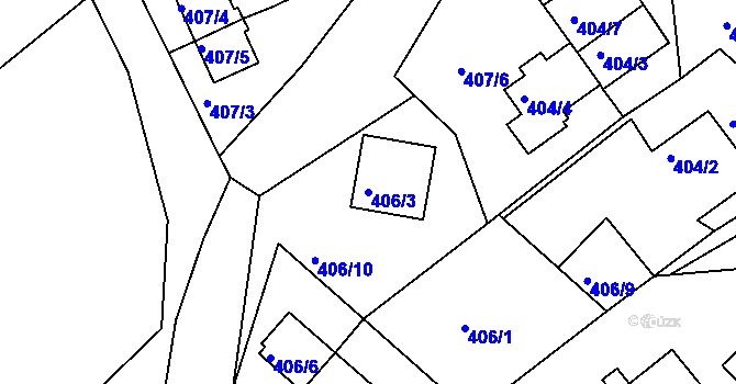Parcela st. 406/3 v KÚ Pernek, Katastrální mapa