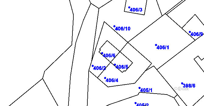Parcela st. 406/6 v KÚ Pernek, Katastrální mapa