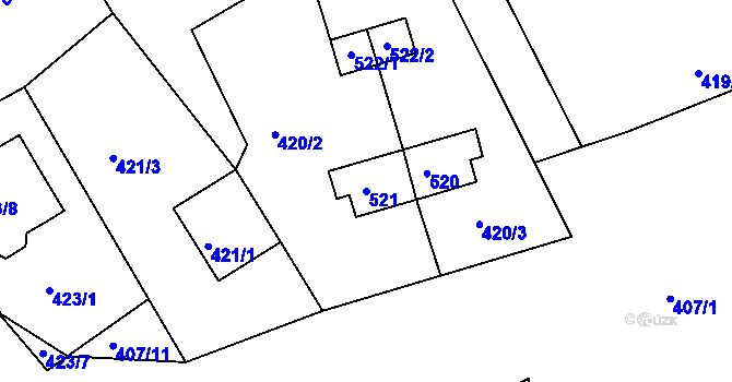 Parcela st. 521 v KÚ Pernek, Katastrální mapa