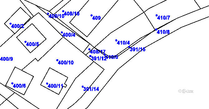 Parcela st. 410/5 v KÚ Pernek, Katastrální mapa