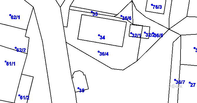 Parcela st. 36/4 v KÚ Pernek, Katastrální mapa