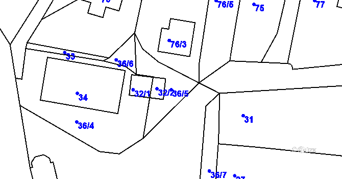 Parcela st. 36/5 v KÚ Pernek, Katastrální mapa