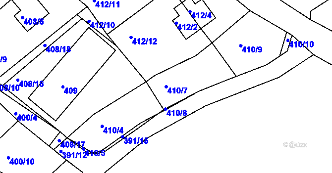 Parcela st. 410/7 v KÚ Pernek, Katastrální mapa