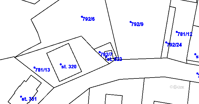 Parcela st. 792/7 v KÚ Pernink, Katastrální mapa