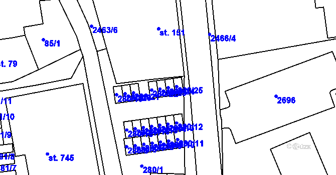 Parcela st. 280/24 v KÚ Pernink, Katastrální mapa