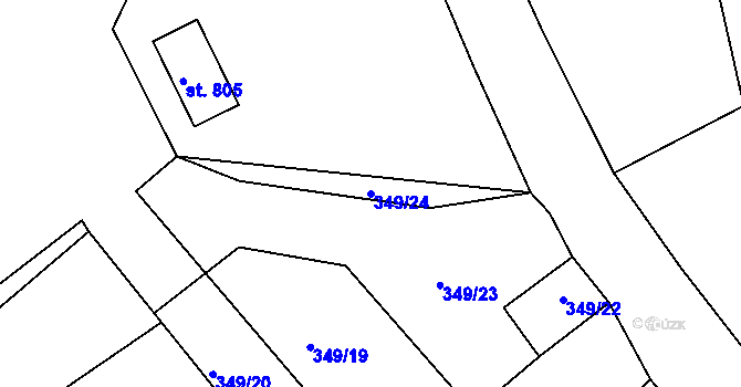 Parcela st. 349/24 v KÚ Pernink, Katastrální mapa
