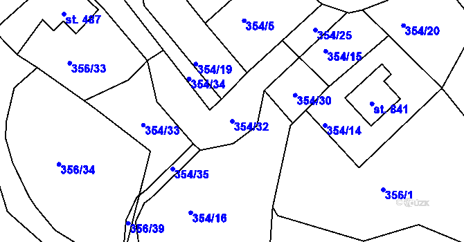 Parcela st. 354/32 v KÚ Pernink, Katastrální mapa