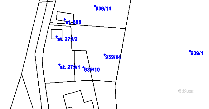 Parcela st. 939/14 v KÚ Pernink, Katastrální mapa