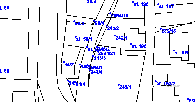 Parcela st. 2594/21 v KÚ Pernink, Katastrální mapa