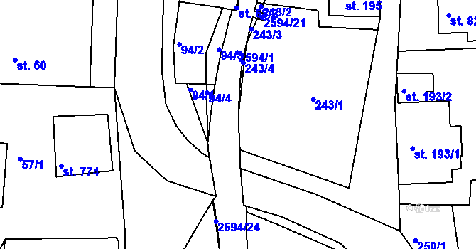 Parcela st. 2594/22 v KÚ Pernink, Katastrální mapa