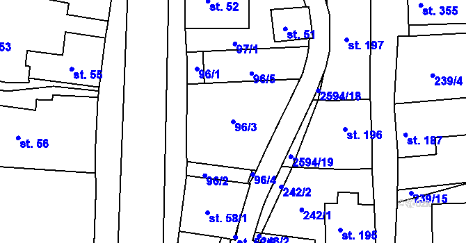 Parcela st. 96/3 v KÚ Pernink, Katastrální mapa